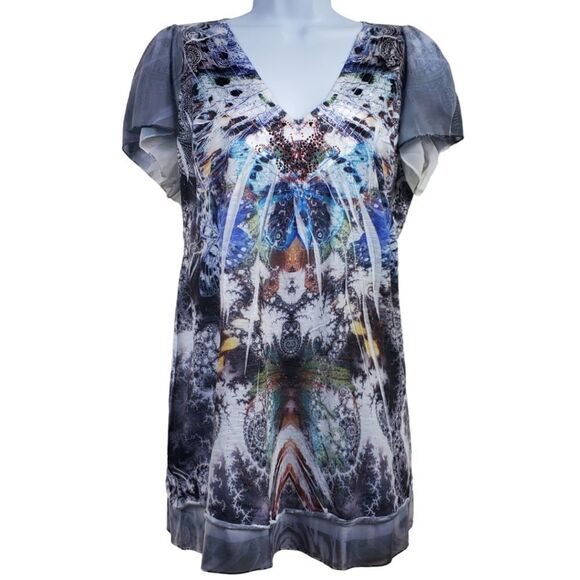 ONE WORLD Tops - Butterfly rhinestone-adorned top with fluttery sleeves by OneWorld / Women's Med